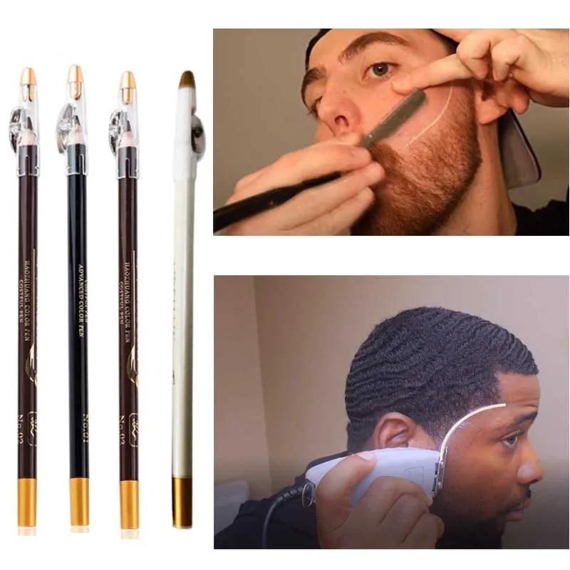 Men's Beard Pencil Edge Hairline Razor Barber Shape Accessories With Sharpener Hair Line Beard Pen Makeup Eyebrow Pencil Hair Styling Eyebrow Tools