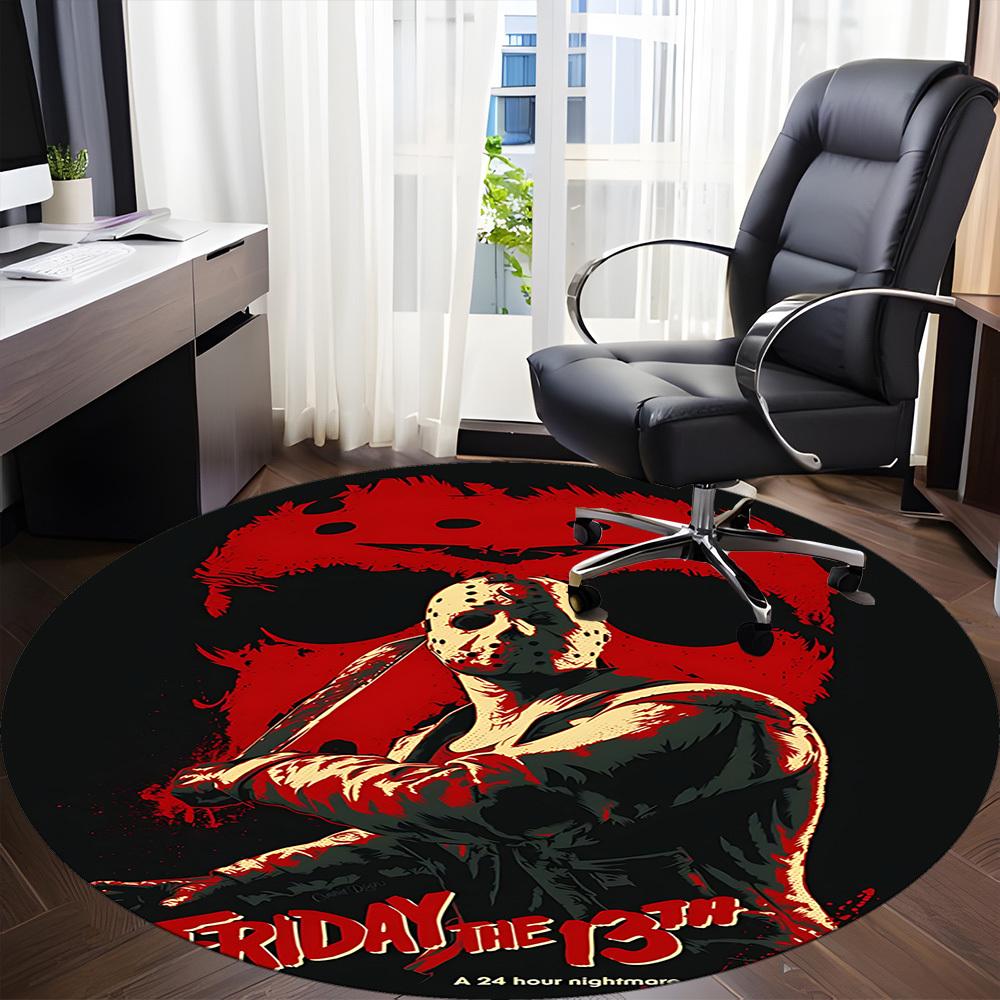 1pcFriday the 13th Office Round Area Rug, Indoor Mat Suitable For Office, Bedroom Living Room Home Decor, Room Deco, Offic a0928142