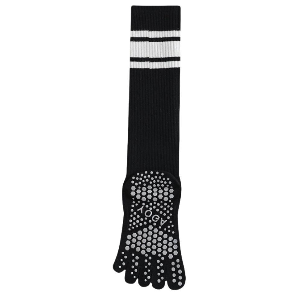 Professional Women's Five-Finger Yoga and Pilates Sports Socks Non-slip Calf Ankara Red Split Toe Long Fitness Socks