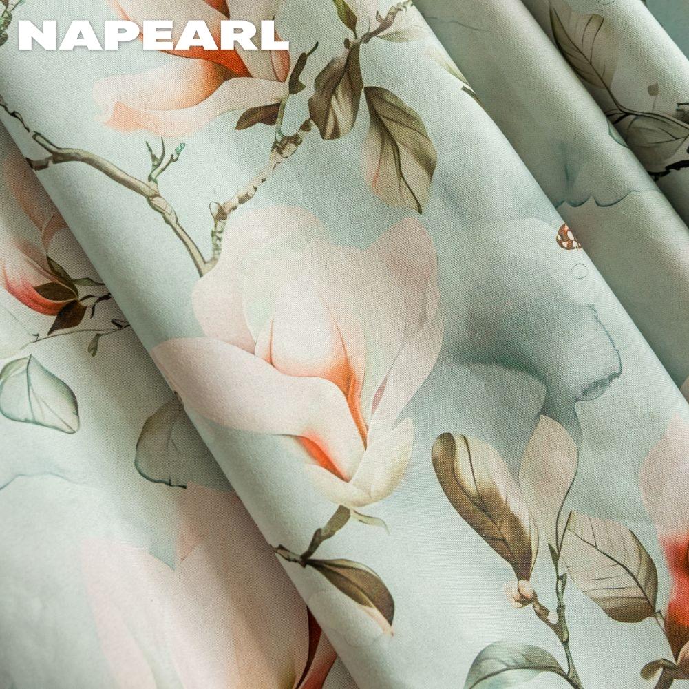 1 шт. NAPEARL Винтажная пасторальная зеленая штора с цветочным принтом, полностью светонепроницаемые шторы для спальни, гостиной, балкона, окна, для домашнего декора