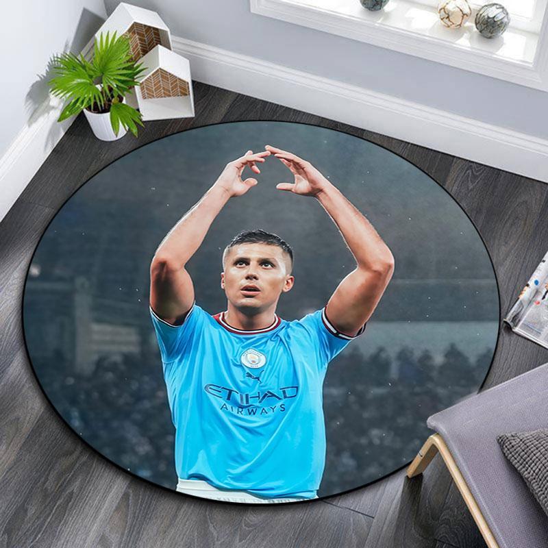 Rodri Printed Round Rug, Non Slip Washable Circular Carpet For Living Room Bedroom Playroom, Sports Fan Decor, Holiday Birthday Gift
