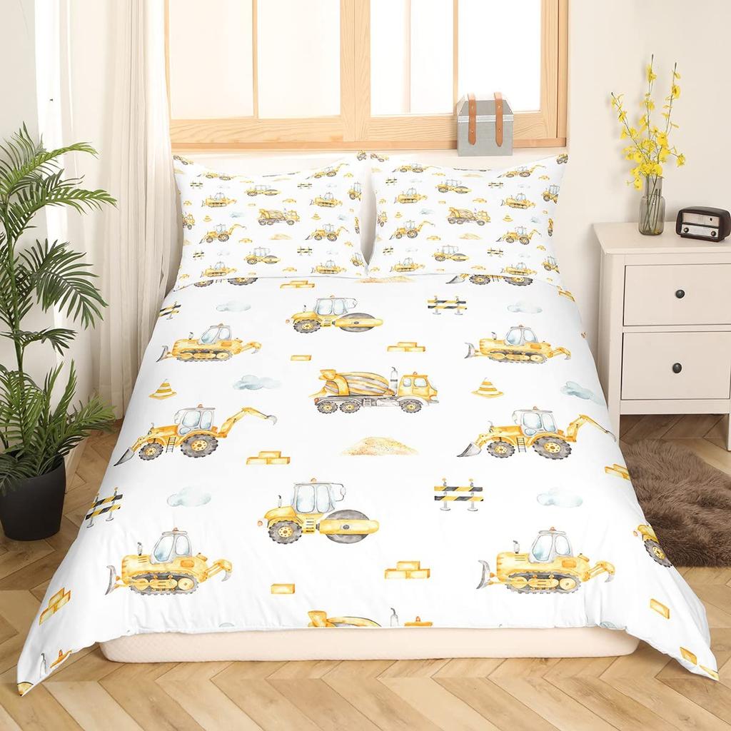 Пододеяльник с изображением мультяшной машины, короля, королевы, разноцветный комплект постельного белья с изображением транспорта, милый грузовик, поезд, парусник, ракета, полиэстеровый пододеяльник