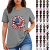 Women's Round Neck Casual Independence Day Printed Short Sleeve T-Shirt Top