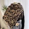 Women's Winter Leopard Print Cashmere-Feel Tassel Scarf: Classic, Warm, and Versatile Shawl
