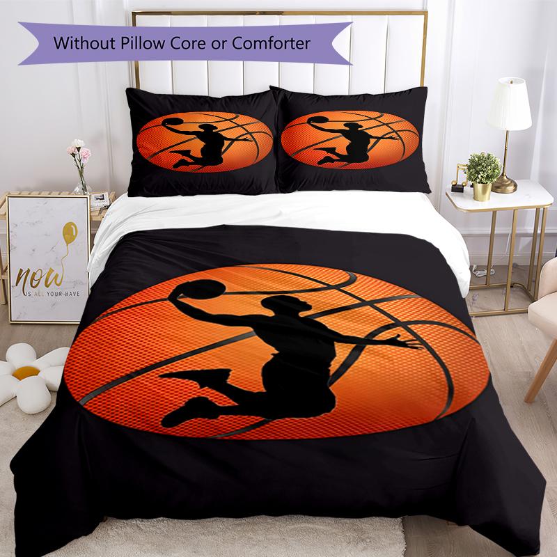 3pcs basketball Bedding Set Duvet Cover Closure Includes 1 Duvet Cover & 2 Pillowcases, Soft and Comfortable for All Seasons.