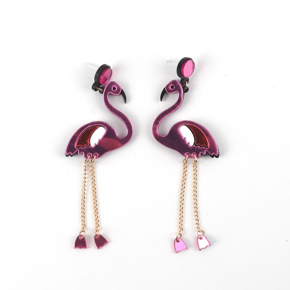 Fashion Flamingo Parrots Acrylic Dangle Earrings For Women Girls Geometric Big Animals Birds Drop Earrings Brincos Party Jewelry