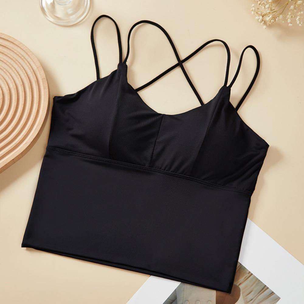 Ice SilkTank Top Chest Pad Halter Crop Tops Women Summer Camisole Backless Camisole Fashion Tube Lady Sleeves Shorty Vest