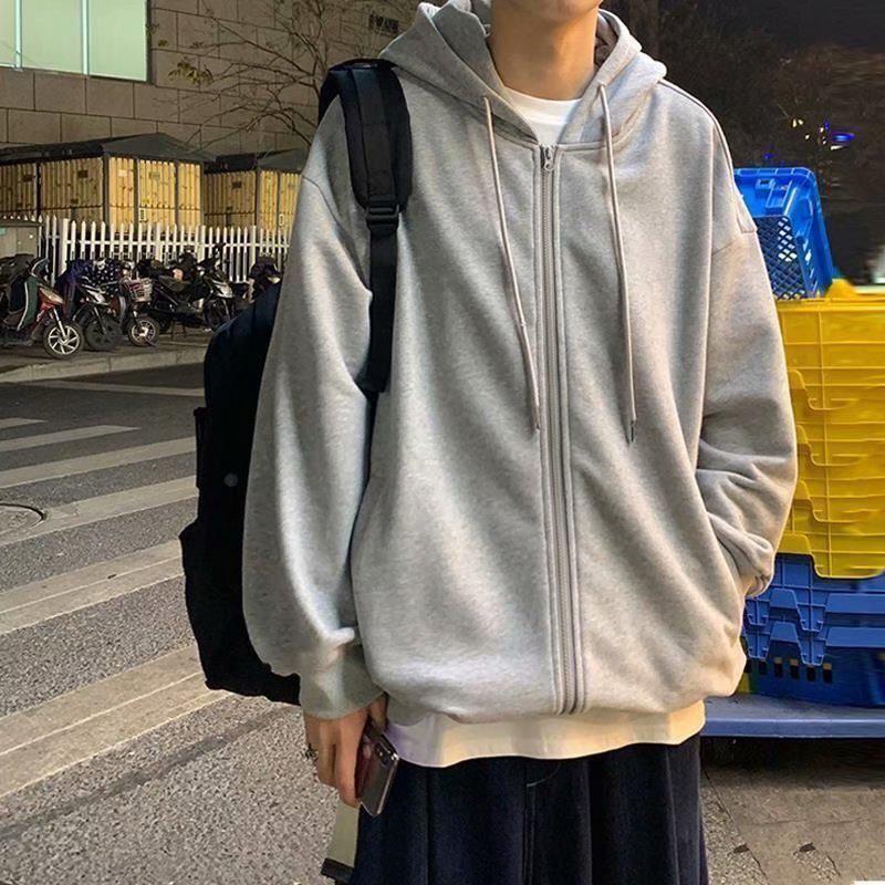 Унисекс Повседневная Спортивная Толстовка: Модная оверсайз куртка на молнии с бархатной подкладкой для осени/зимы