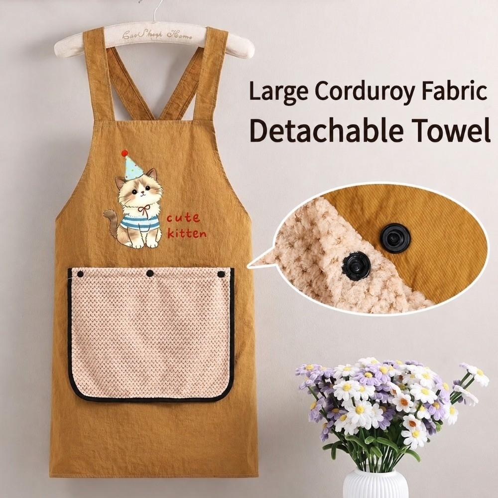 Anti-fouling Cooking Baking Bibs Cartoon Cat Catering Work Clothes Kitchen Apron for Home Kithen