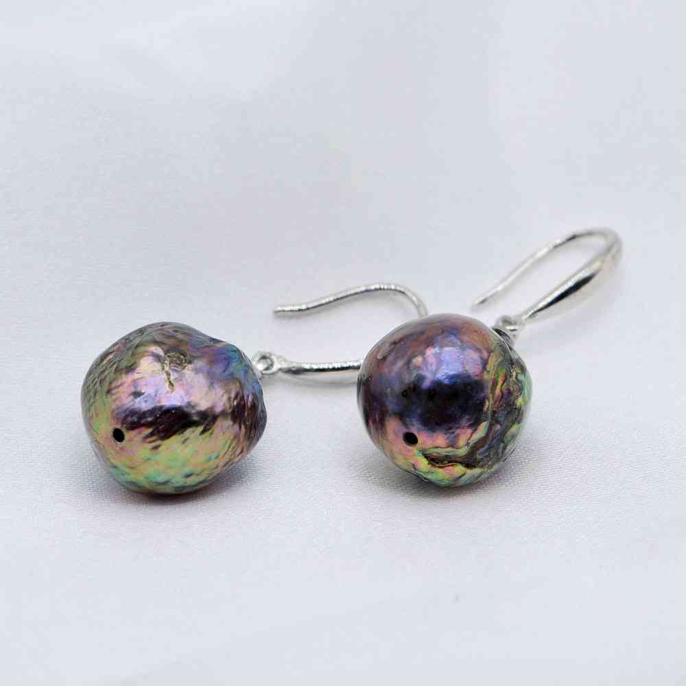 Модные женские серьги, черные большие серьги с жемчугом в стиле барокко, серебряные серьги диаметром 12-13 мм, серьги с жемчугом и каплей воды, подарок матери