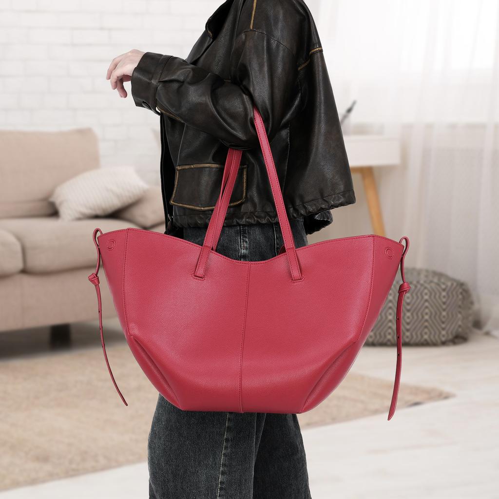 Ladies Large Capacity Underarm Bag Solid Casual Grocery Bag Women PU Leather Chic Shoulder Bag with Purse Commuting Tote Handbag