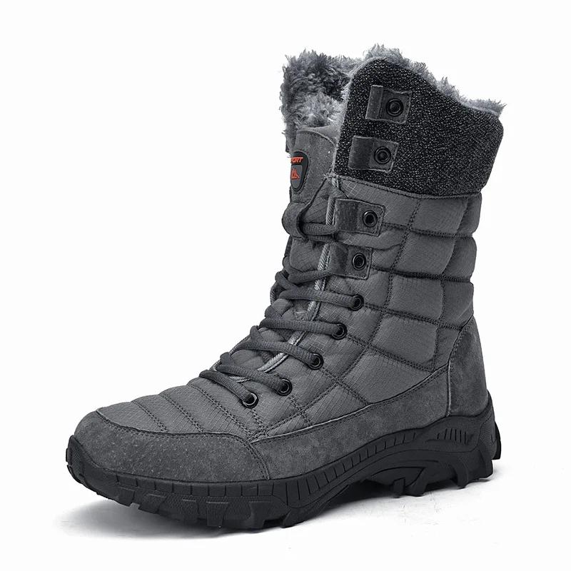High Winter Boots for Men Snow Boots Super Warm Hiking Boots Waterproof Leather Top Big Size 48 Men's Outdoor Sneaker