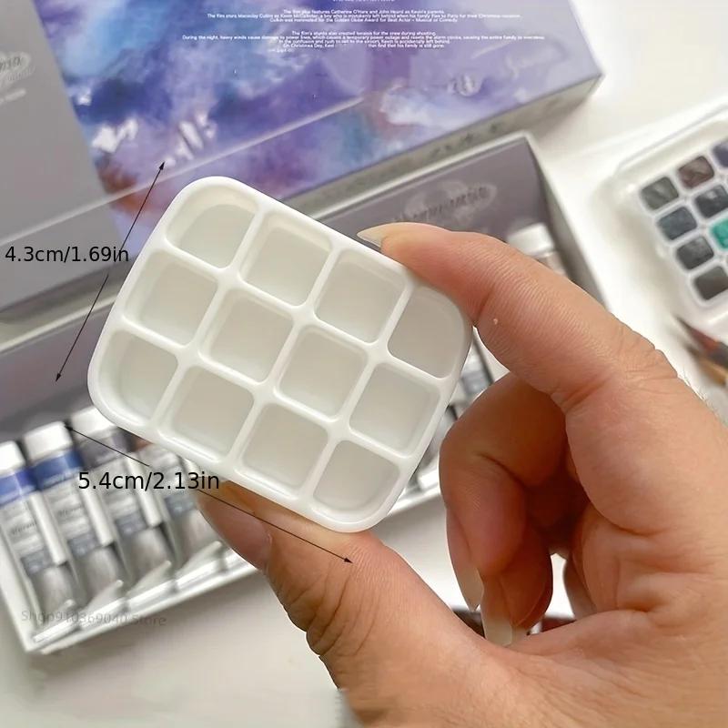 Мини-бокс для акварели на 12 ячеек - Ультракомпактный, легкий, дорожного размера, увлажняющая палитра для живописи и рисования