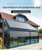 Умная ветрозащитная электрическая рулонная штора: Автоматический подъем, Светонепроницаемый, Дождестойкий, Защита от комаров, Балконная штора с дистанционным управлением.