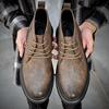 Классические осенне-зимние повседневные кожаные мужские ботинки на шнуровке, нескользящая подошва, повседневные уличные ботинки, мужская прогулочная обувь в стиле ретро