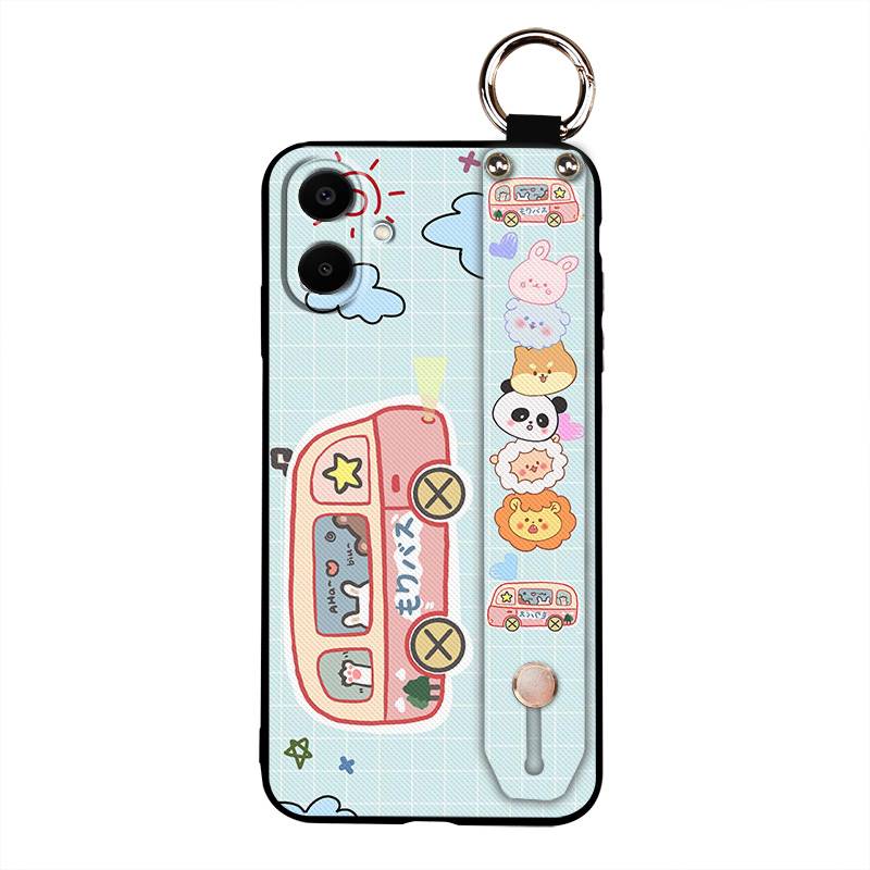 Ring Kickstand Phone Case For Samsung Galaxy A07 Back Cover Phone Holder Protective Anti-dust Silicone Wrist Strap Cute