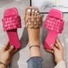 2024 Новые плетеные мягкие уличные тапочки для женщин с квадратным носком плоские сандалии женские большие размеры летние пляжные шлепанцы женские