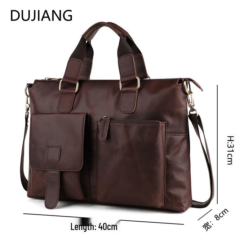 European-American Retro 17-Inch Business Laptop Handbag - Fashionable Commute & Travel Crossbody Briefcase