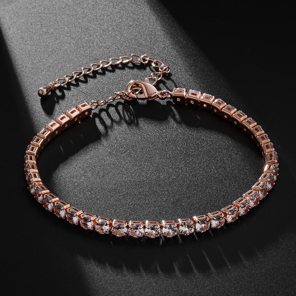 Теннисная цепочка Циркон Теннисный браслет: Унисекс 4-5 мм Европейская и американская мода, стиль хип-хоп