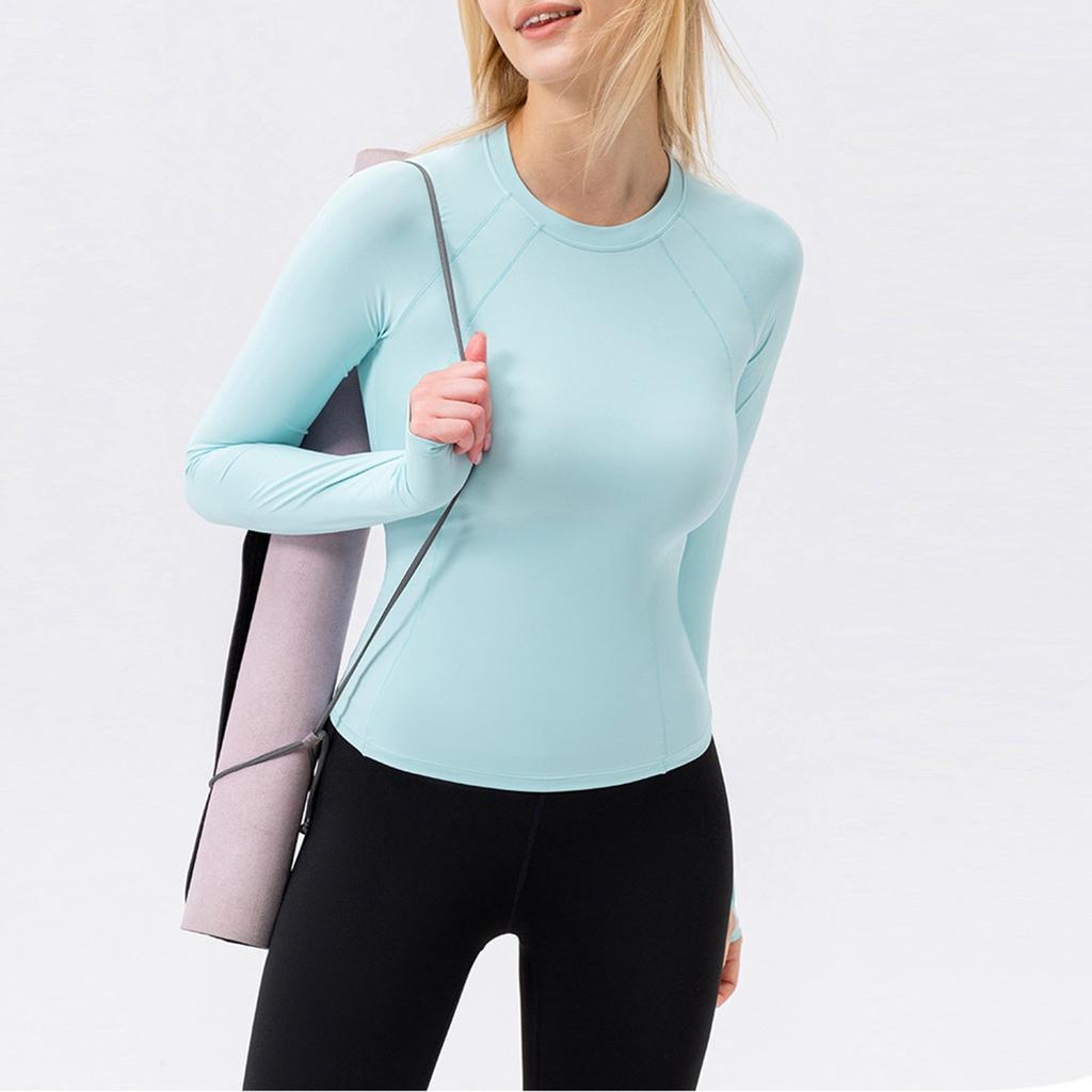 Women's Yoga Wear Long Sleeve Cool Breathable Sports T-shirt Running Fitness Top Anti-ultraviolet