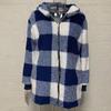 Женское пальто, клетчатая молния с капюшоном, свободные карманы, куртка-кардиган, осень-зима, толстое плюшевое пальто, уличная одежда