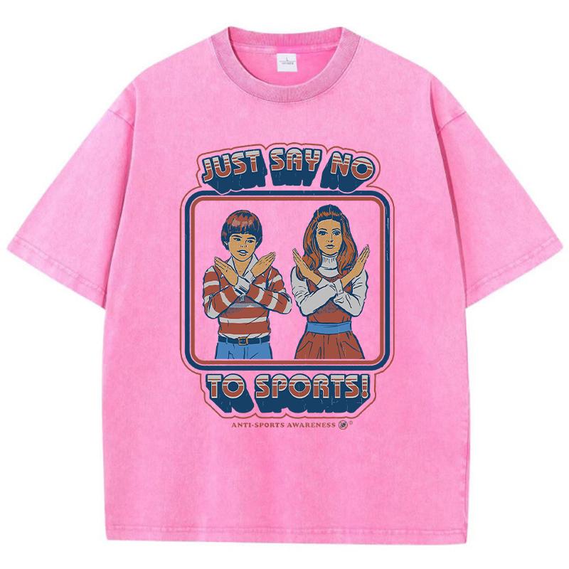 Просто скажи «нет» спорту, забавный принт, женская футболка с потертостями, уличная хип-хоп одежда, модная свободная футболка с потертостями