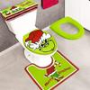 4Pcs Christmas Bathroom Pedestal Rug Lid Toilet Cover Bath Mat Shower Bathroom Non-Slip Pedestal Rug