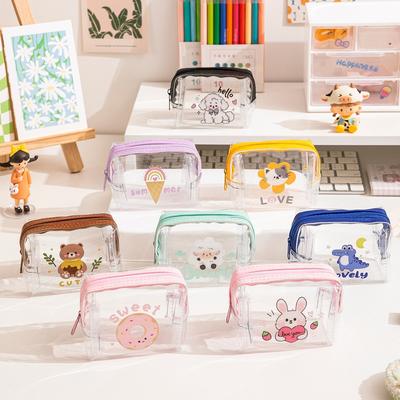 ПВХ мультяшная косметичка Прозрачная водонепроницаемая косметичка Ювелирная помада Цифровая сумка для хранения карт Рука об руку с сумкой