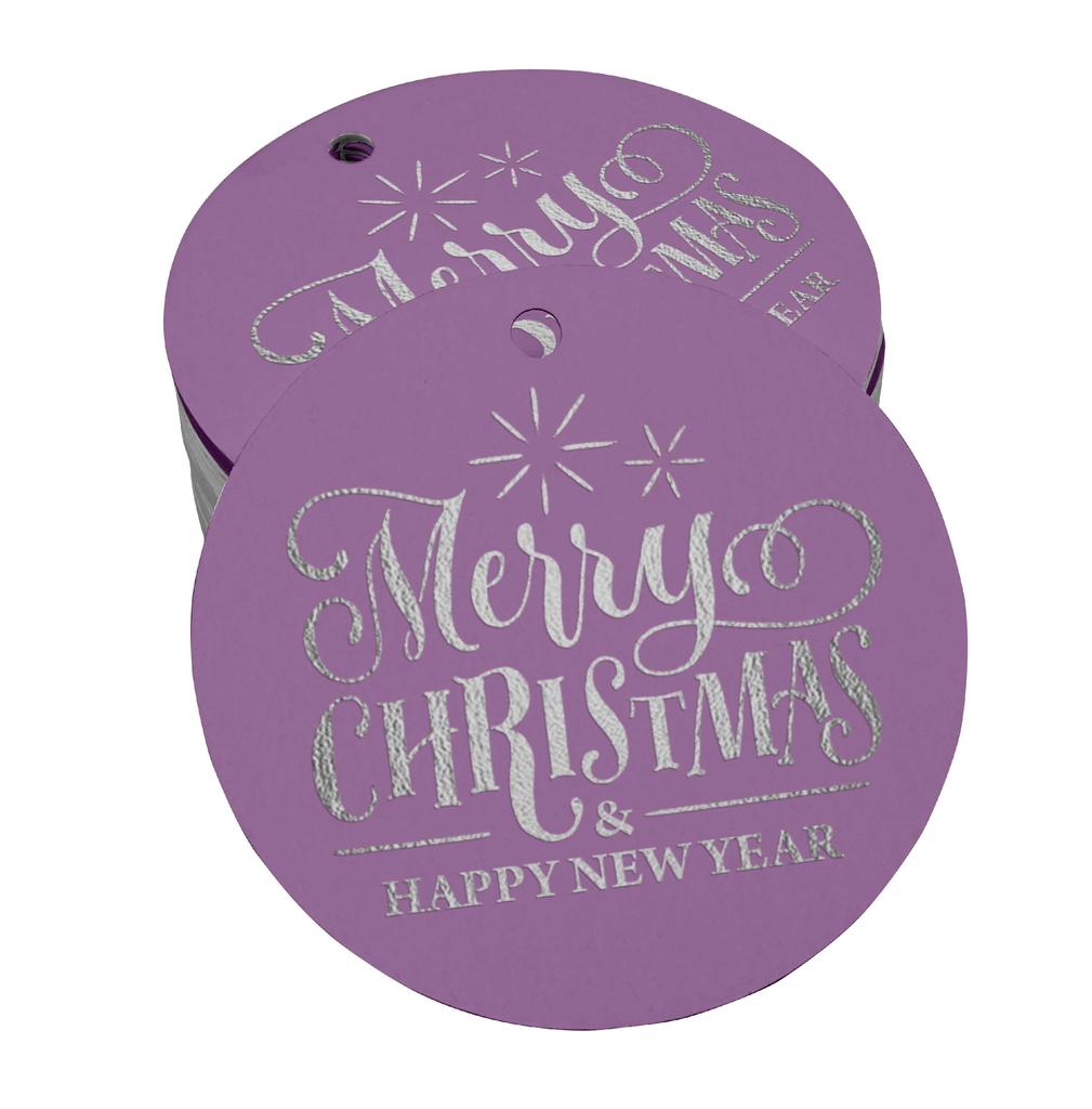 Inkdotpot Pack Of 100 Real Gold Foil Paper Tags Merry Christmas & Happy New Year Text Favor Hang