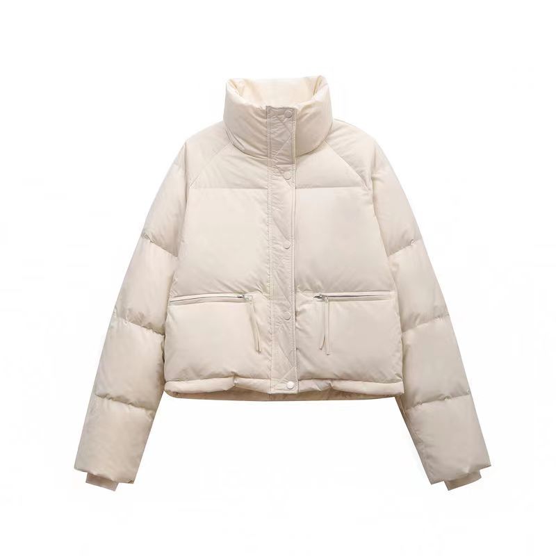 Stand Collar Women's Down Jacket Winter Korean Style White Duck Down Lightweight Bread Coat