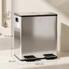 40L Dual Compartment Stainless Steel Bin, with Deodoriser Holders - Silver Tone