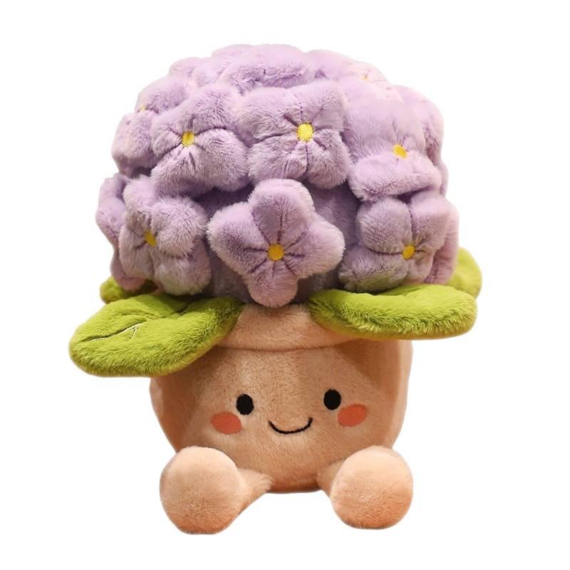 Плюшевая игрушка 'Мультяшная гортензия': Кукла-растение в горшке и декоративная подушка для дома