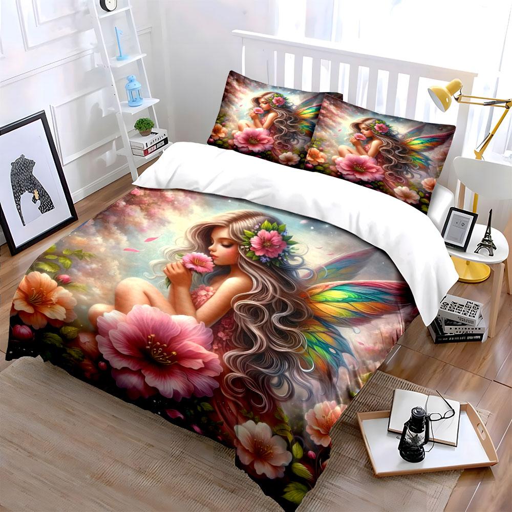 "Fairy Theme Decorative Set" Multiple sizes kid's and adults' bedroom Exquisite 3PC bedding set gift