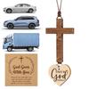 Подвеска-крест из дерева на зеркало заднего вида автомобиля, Библейский стих, Украшение, Унисекс, Христианский, Иисус, Украшения для салона автомобиля, Подарок