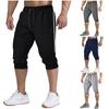 Мужские хлопковые повседневные шорты 3/4, дышащие шорты ниже колена с тремя карманами