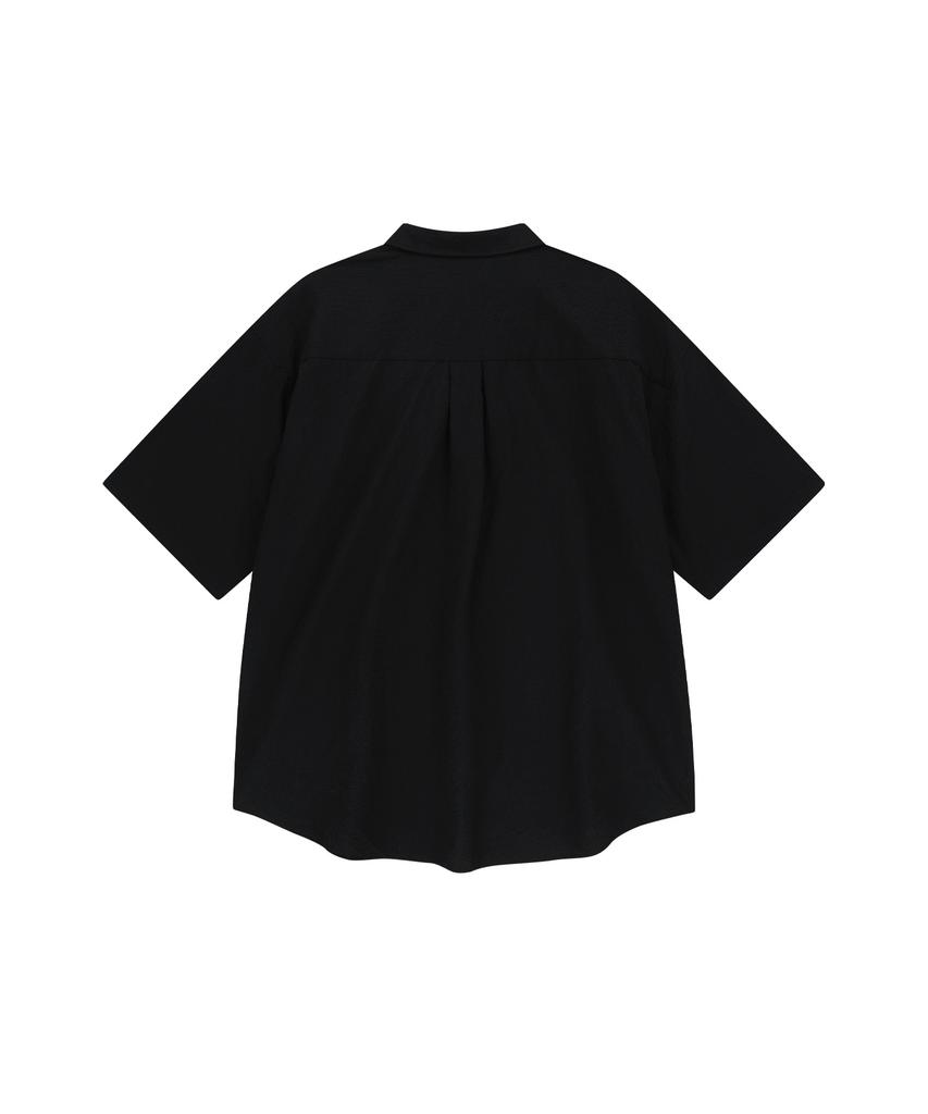 ENDOOR Washed Seersucker 1/2 Shirt (Black)