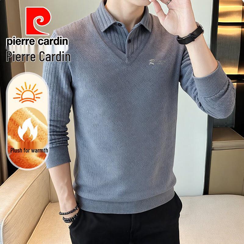 Pierre Cardin Мужской флисовый пуловер-поло с эффектом двух изделий