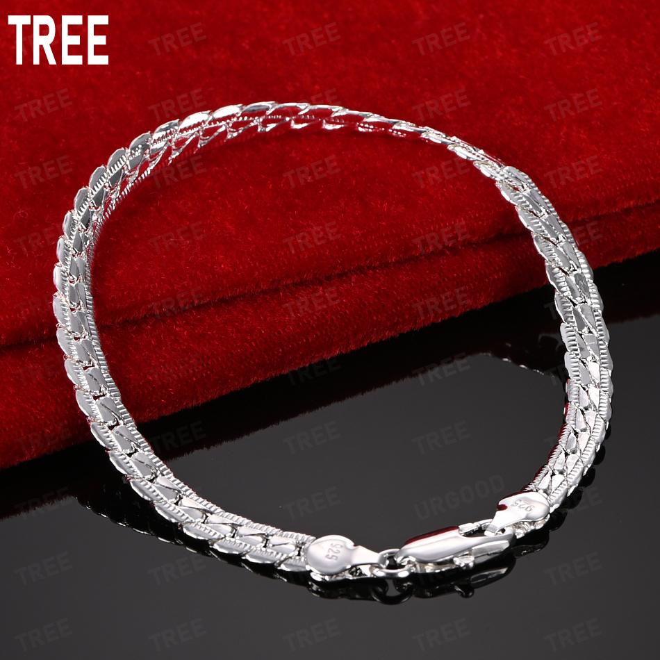Браслет из стерлингового серебра 925 пробы, 6 мм, с боковой цепью узора «Рыбья чешуя» - Мощное ювелирное изделие в качестве подарка