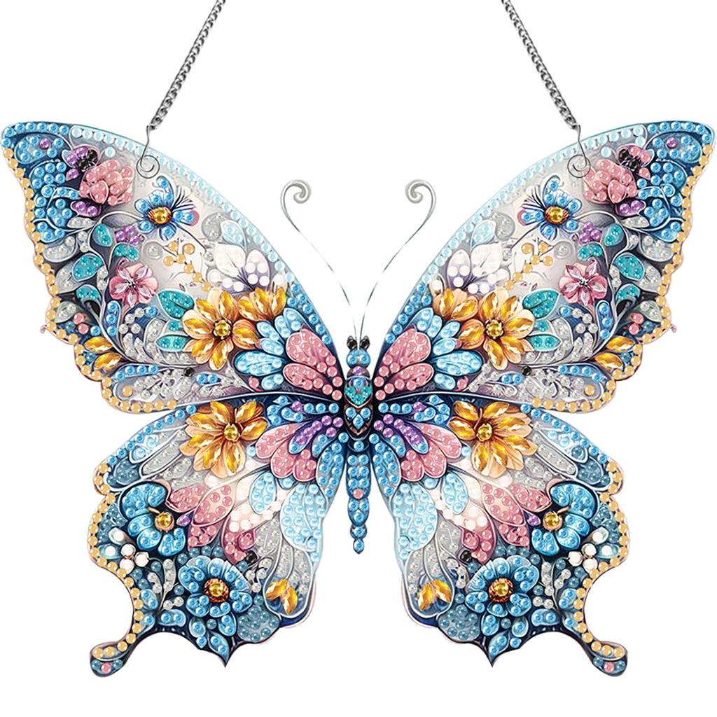 Butterfly Theme 2D/Flat DIY Special Shape Rhinestone Diamond Art Window Pendants Diamond Art Pendant Home Wall Decoration Crafts