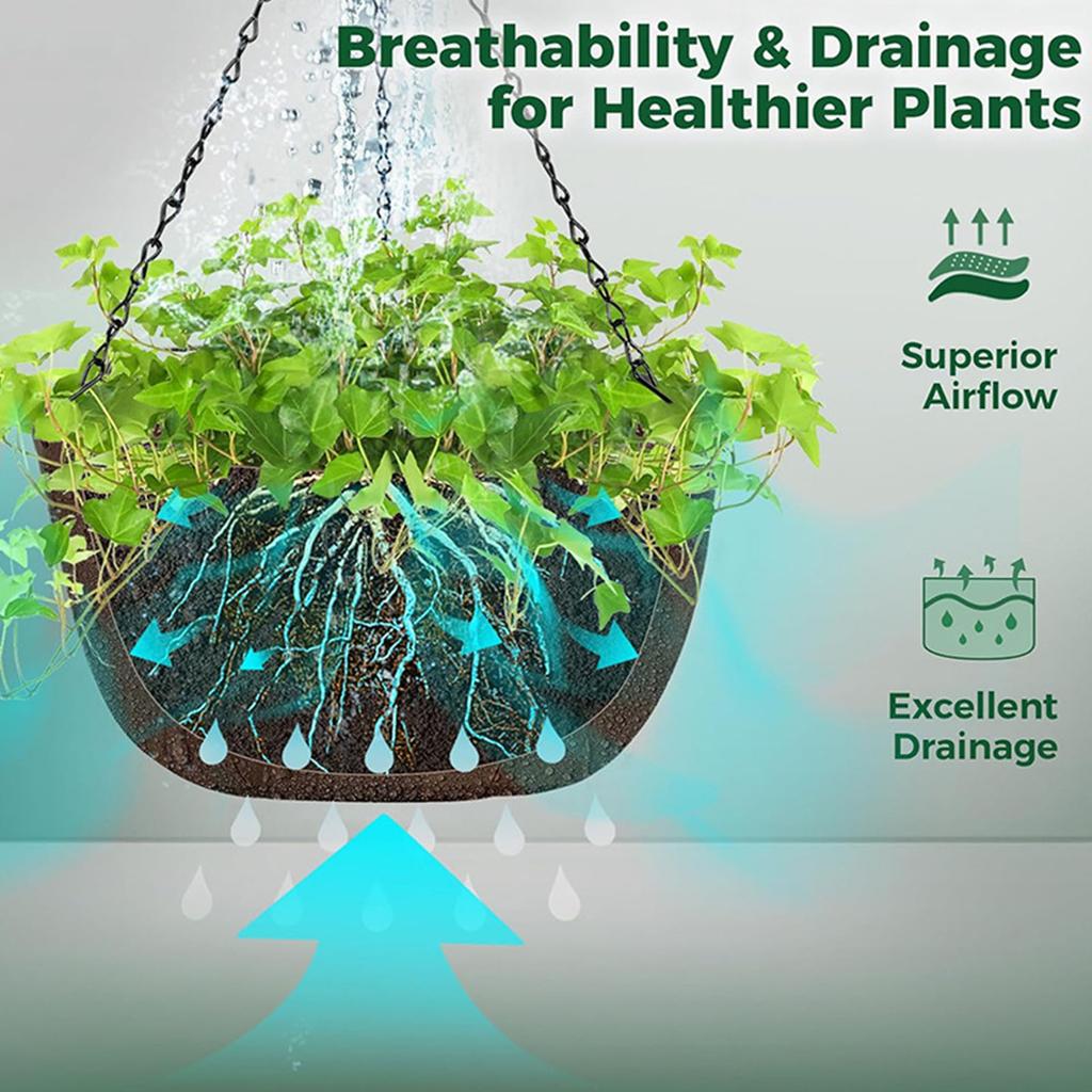 3 шт. самополивающиеся подвесные кашпо, корзины для посадки, цветочные горшки для дома, сада, с дышащим нетканым материалом