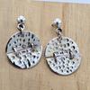 925 Sterling Silver Hammered Earrings, Round Handmade Stud Earrings, Gift For Her