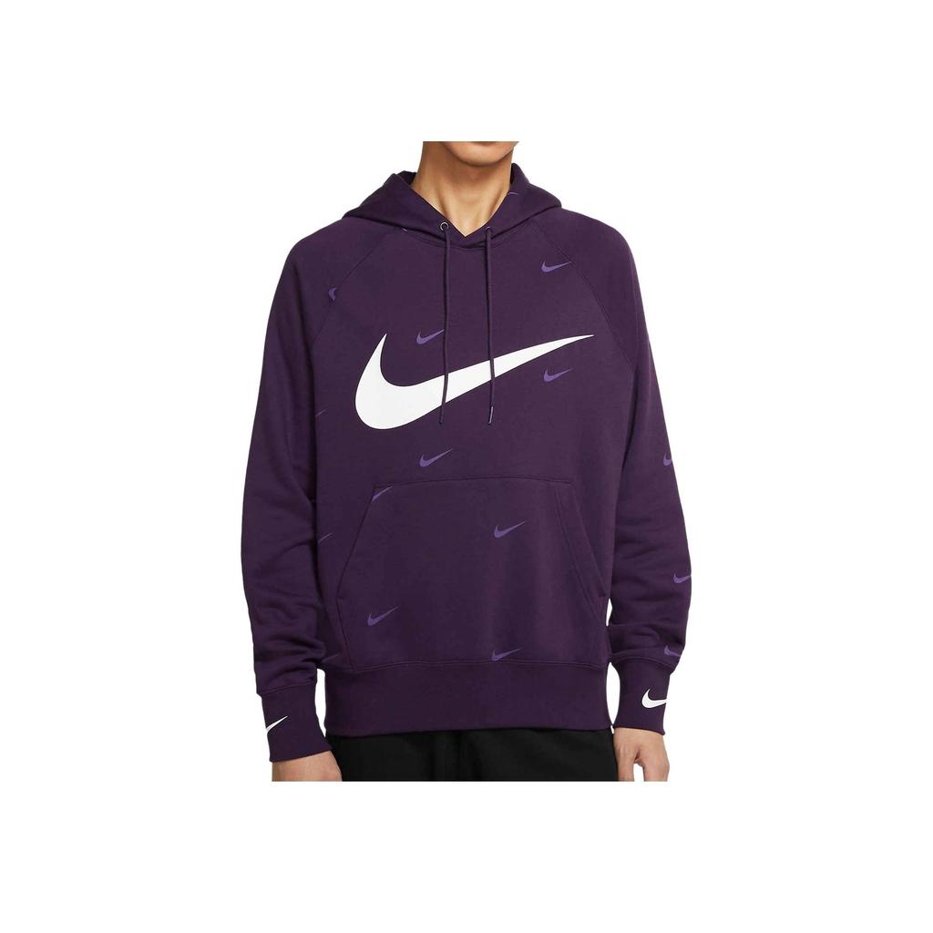 Nike Sportswear Swoosh Printed Logo Pullover Hoodie Men Tops Purple DA0111-525