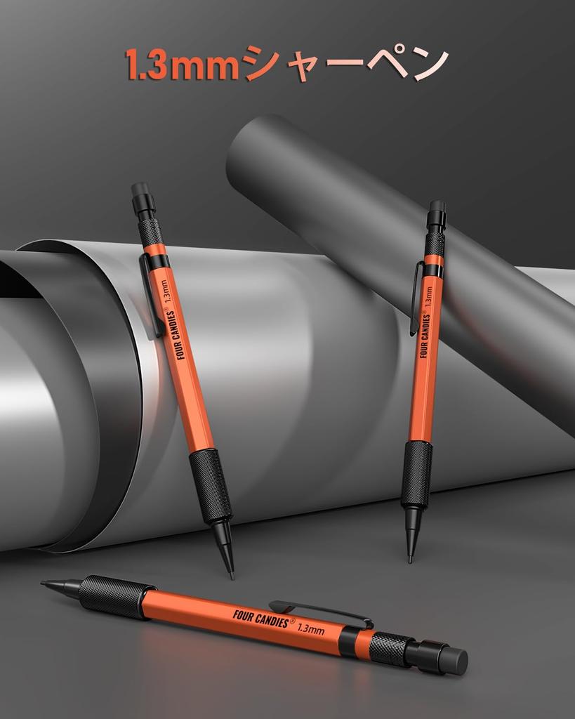 Four Candies Набор из 3 механических карандашей с футляром, прочный металлический плотницкий карандаш, 48 стержней, 3 х 12 ластиков, водонепроницаемый плотницкий маркер для улицы