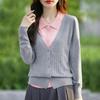 Женский кашемировый кардиган Qinghe кашемир 50% шерсть 50% шелк Женский осенне-зимний кашемировый кардиган мягкий и теплый