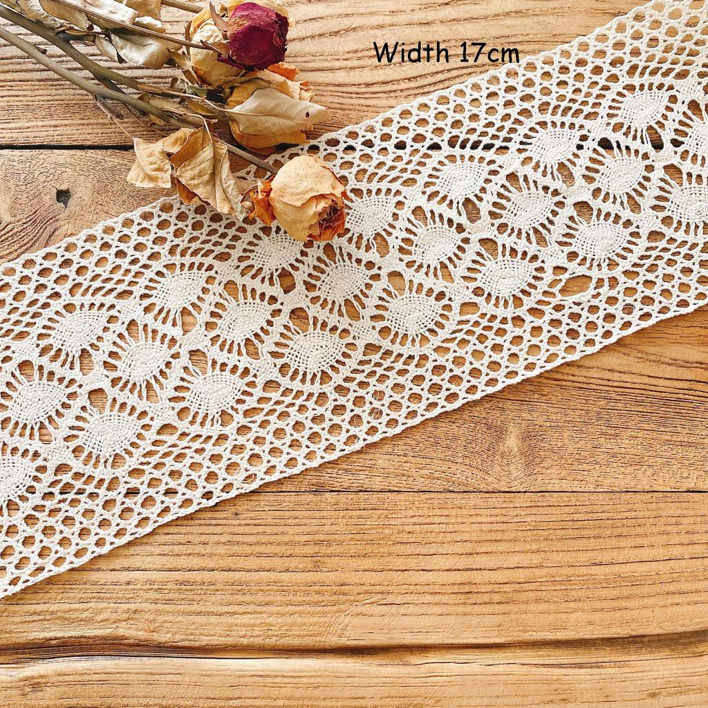 DIY Hollow Out Cotton Thread Crochet Lace Clothing Sewing Fabric For Curtains Lace Tables Runners Clothing Accessories 13cm-17cm