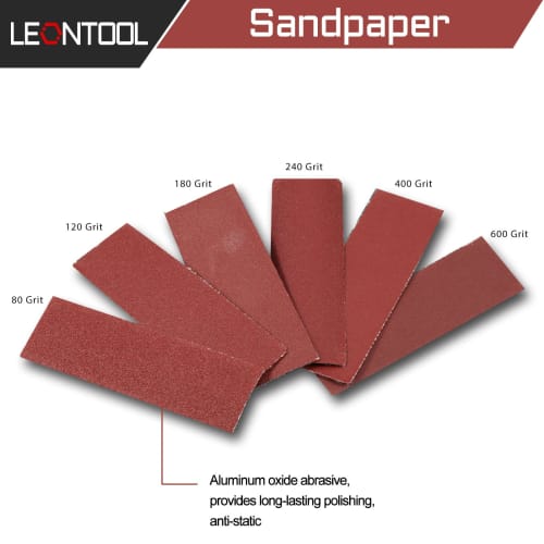 LEONTOOL Sandpaper Sanding Block, 120-Piece Set, 20 Pieces Each of #80, #120, #180, #240, #400, and #600, for Smoothing Putty, Woodwork, Rust Removal,