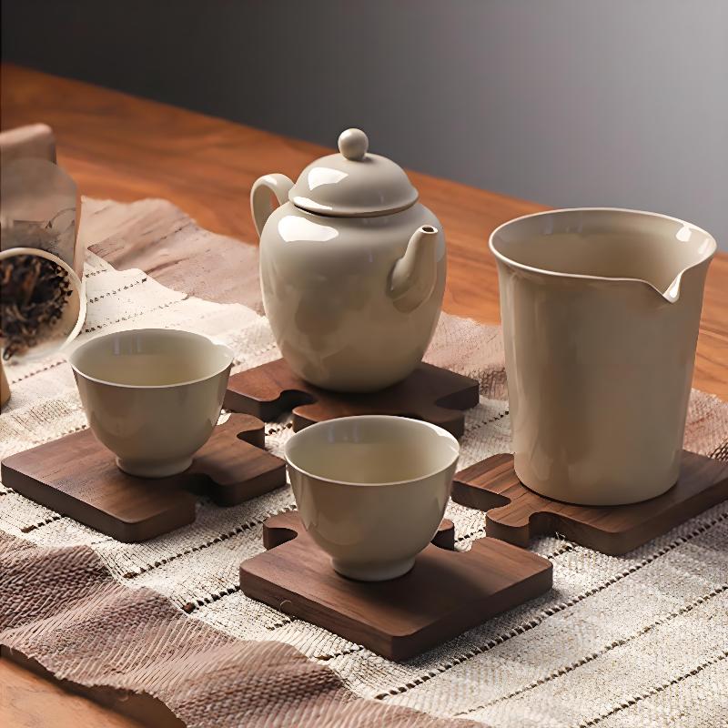 Wooden Block Coasters Heat-resistant Tabletop Use for Tea Sets Dining