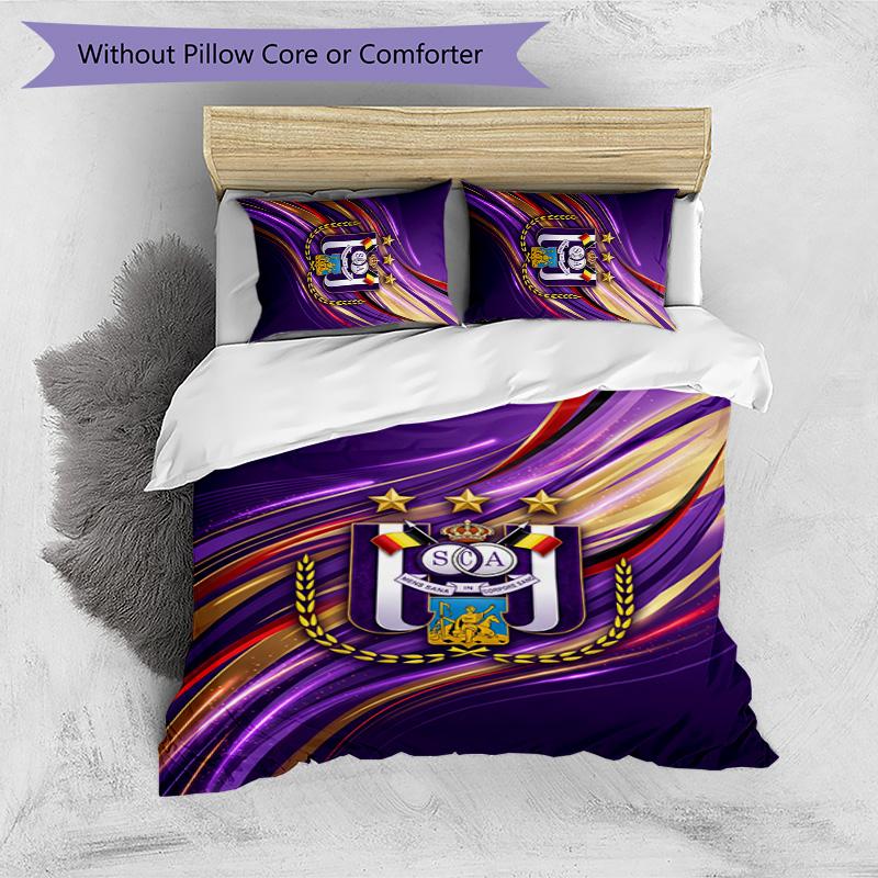 Anderlecht FC Printed 3PCS Bedding Set Breathable Duvet Cover with Pillowcases Decorative Bed Linen for Bedroom Home