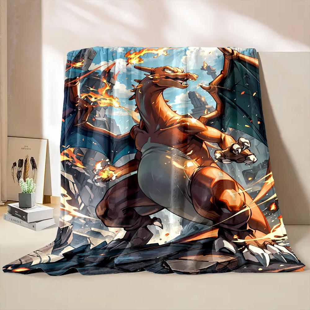 Japanese P0kem0n C-Charizard Cartoon Blanket for Children Sofa Throw Thin Blanket Bedroom Sofa Office All Seasons Gift Potdemiel