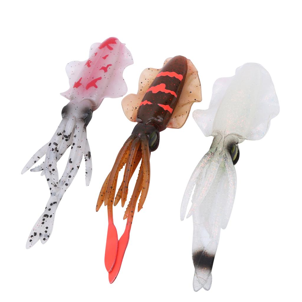 3PCS Simulation Artificial Squid Deep Sea Soft Lure Bait Sea Fishing Trolling Accessory